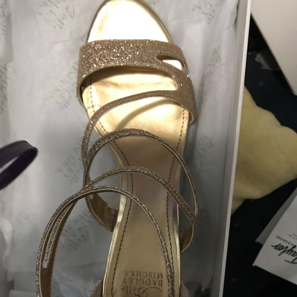 High end designer wedding Gold evening shoes - Picture 3 of 5
